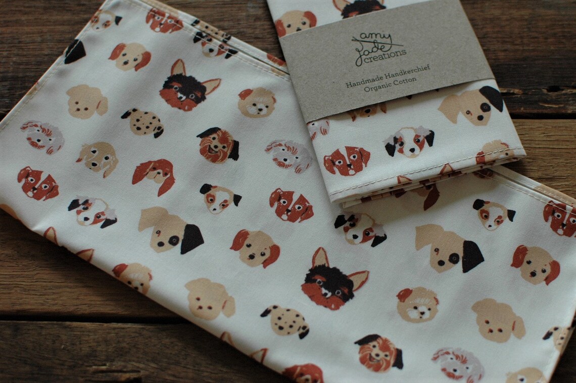 Dogs Organic Handkerchief / Puppies / Puppy / Pocket Square / Etsy