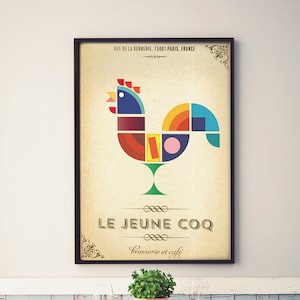 The Cockerel - French Cafe Sign Style Vintage Art Print Poster