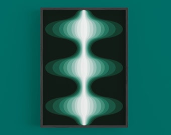 Nebula - Green Retro Art Print