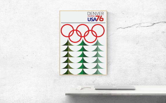 Denver 76 - Winter Games Graphic Design Geometric Art Print