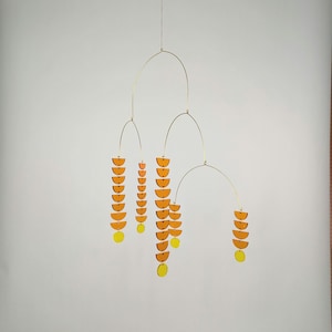 Mobile, Kinetic Sculpture, Brass and Cobalt Blue Leaves, Contemporary Mobile, Modern Mobile