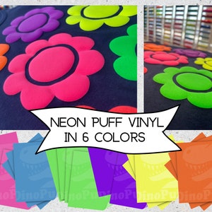  VEENYL SHOP Neon 3D Puff HTV Heat Transfer Vinyl 10x12 : Pack  of 5 Iron On Vinyl… : Arts, Crafts & Sewing