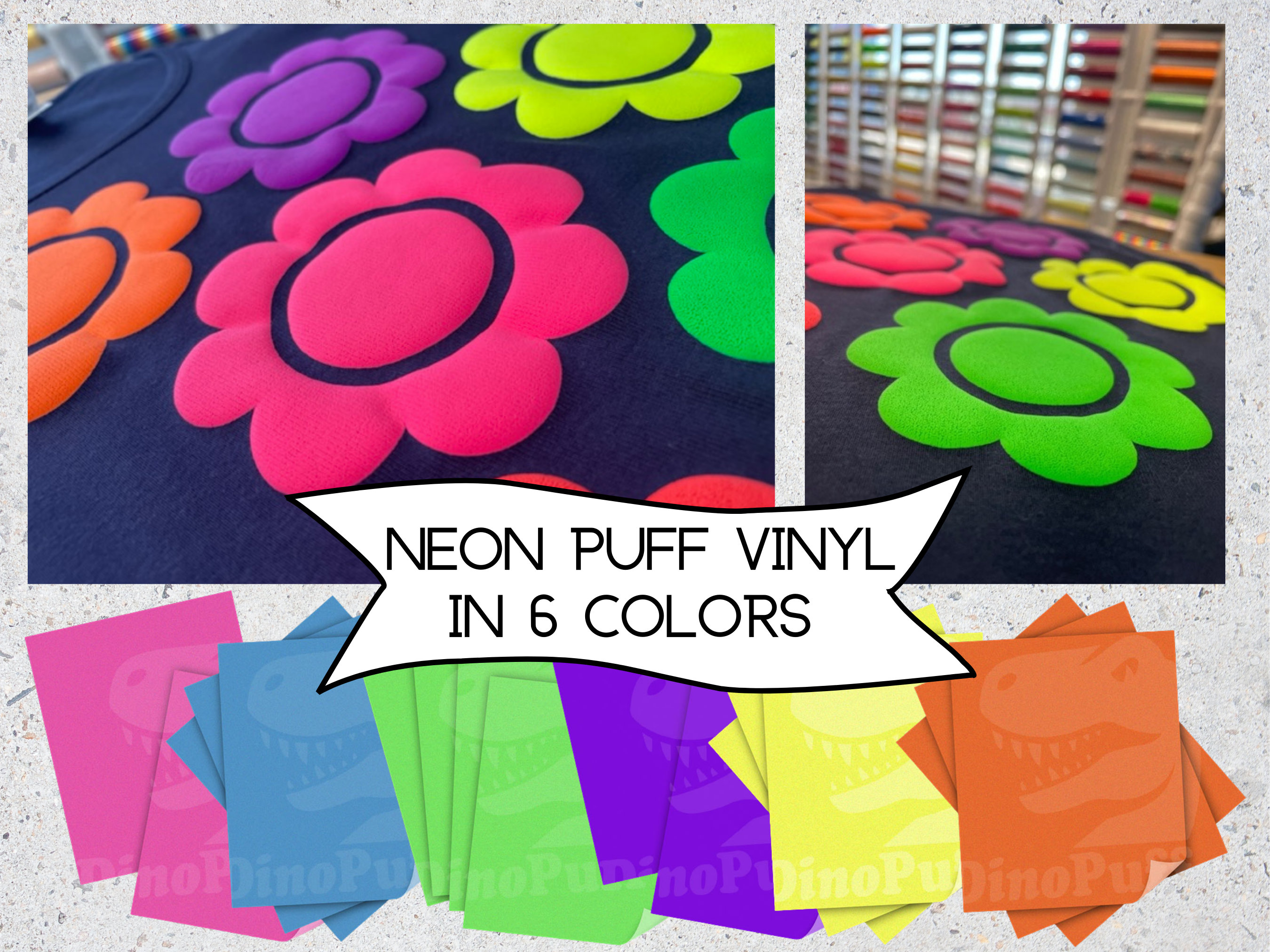  VEENYL SHOP Neon 3D Puff HTV Heat Transfer Vinyl 10x12 : Pack  of 5 Iron On Vinyl… : Arts, Crafts & Sewing