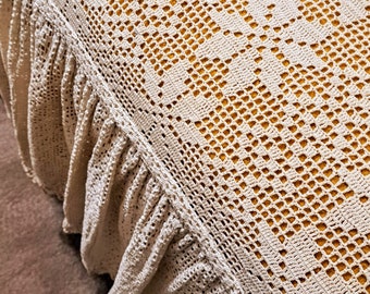 Vintage Hand-Crocheted Bedspread