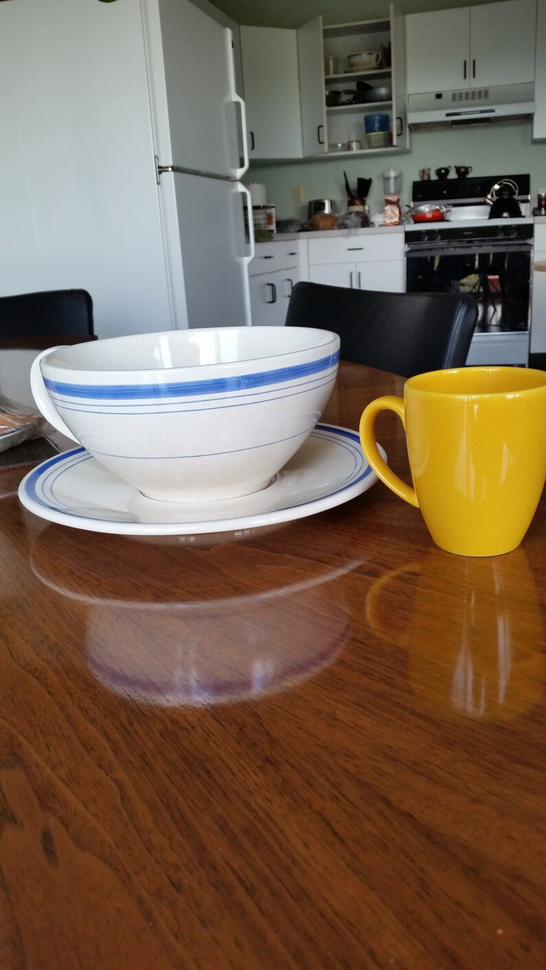 Large Vintage Bowl With Matching Plate Soup Tureen Ca. 40s 50s for