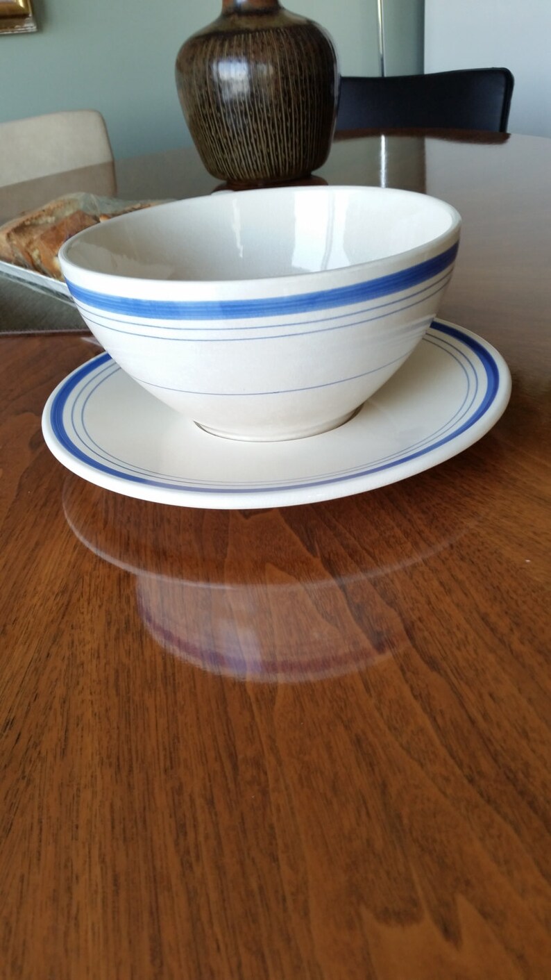 Large Vintage Bowl With Matching Plate Soup Tureen Ca. 40s 50s for