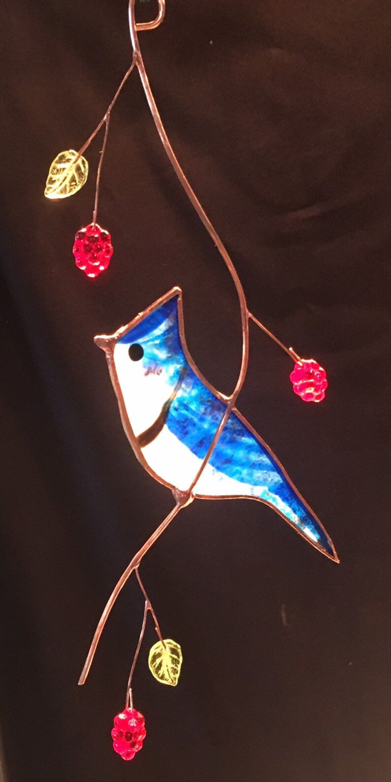 Blue Jay stained glass suncatcher | Etsy