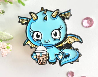 Water Dragon Boba Lover Cute Enamel Pin