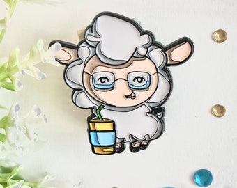 Sheep Glasses Smoothie Cute Enamel Pin