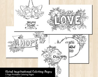 Floral Inspirational Quote Coloring Pages