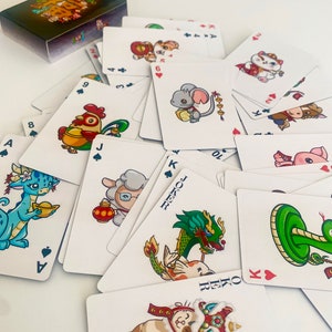 Cartas de Baralho do Ano Novo Lunar Animais do Zodíaco Chinês