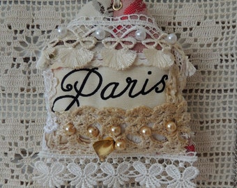 Shabby Chic Ornament for Hanging, Home French Paris Boudoir Decor Decoration Ornaments, France Souvenir