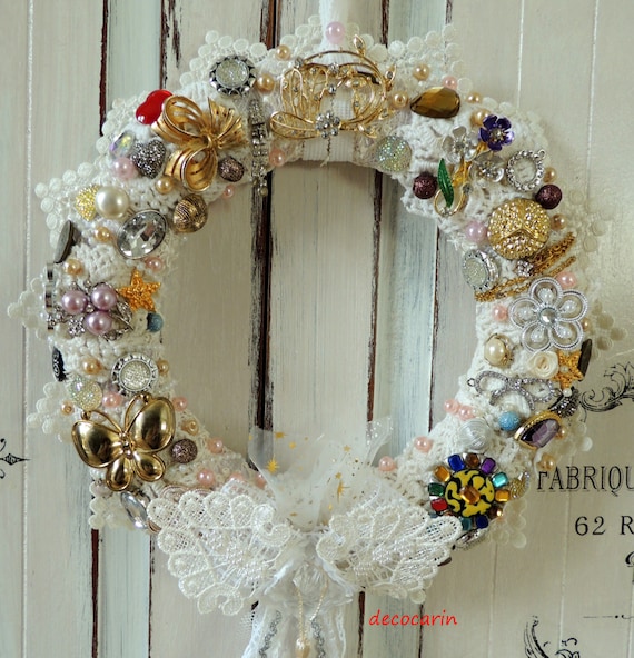 Vintage Inspired French Paris Bedroom Decor Decoration Shabby Chic Wreath Birthday Gift Door Wreath Shabby Wreath Spring Floral Wreath