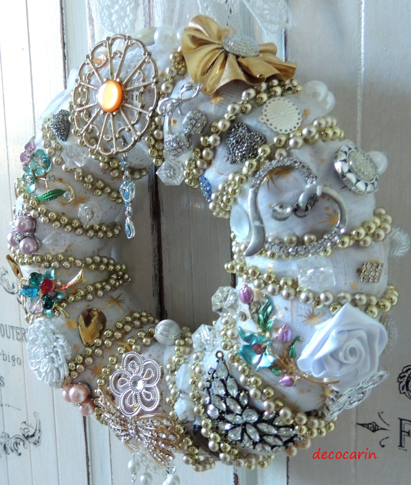 Jewelry Wreath Wedding Wreath Shabby Chic Wreath Vintage Etsy