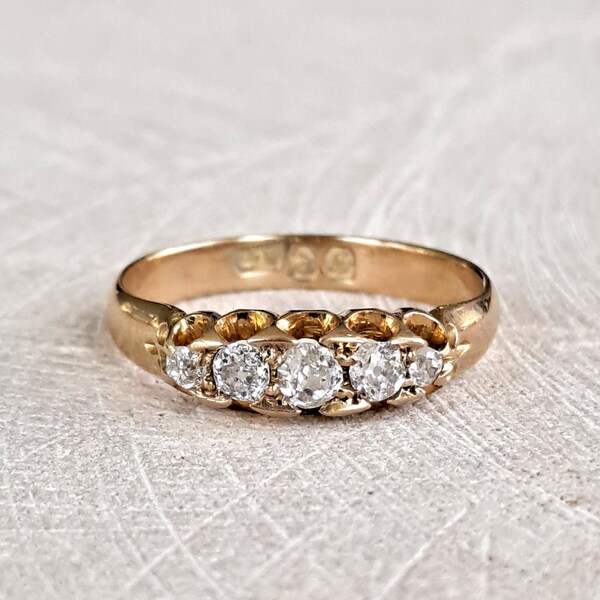 SOLD Pymt 3 For Berkley ONLY! Antique Old European Diamond Band 18K .24 CTW Old Bright Stones Size 4.5,  Gia G.G. Appraisal Incl 760 Usd!
