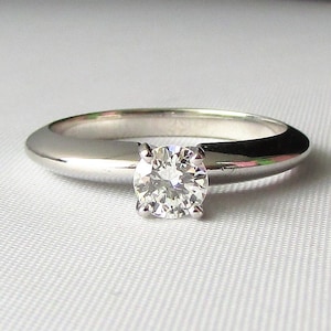 Diamond Solitaire Engagement Ring - Solid 14k White Gold - SI1 Clarity, .31 Carat, F-G Color - Gia Gemologist Appraisal Included 1,380 USD!