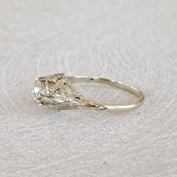 Antique Diamond Engagement Ring .54 Ct Old Europe… - image 6