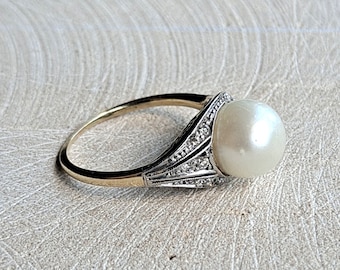 anniversary gifts for her sterling silver pearl ring Art deco statement ring
