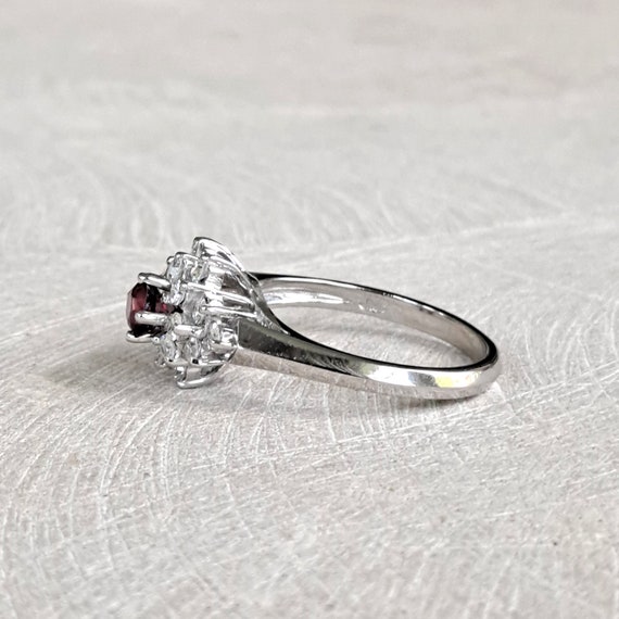 Natural Ruby and Diamond 14k White Gold Cluster R… - image 7