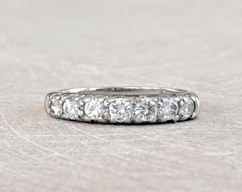 Antique Diamond Band: .64 Ctw 14K White Gold Fish Tail Setting