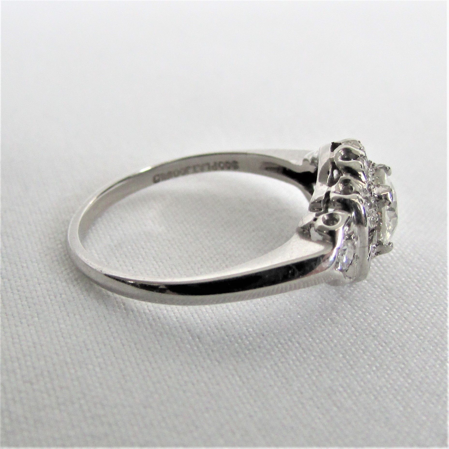 Platinum Antique Engagement Ring Art Deco Old European | Etsy