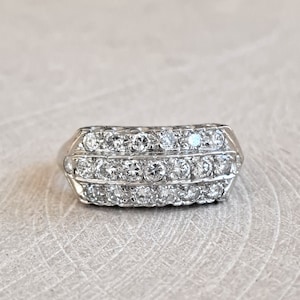 SOLD - Layaway Pymt 1 for Angel N ONLY! Vintage 3 Row Diamond Ring .77 Ctw 14K White Gold! GIA Graduate Gemologist Appraisal Incl 1,880 Usd