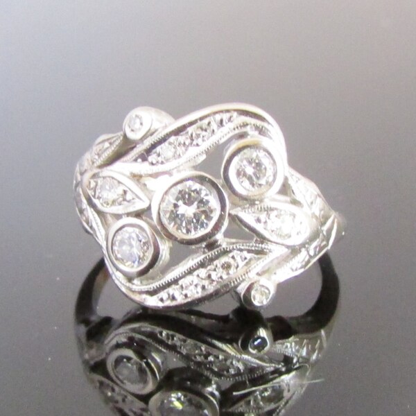 Vintage Diamond Ring -  Wonderful Style - Solid 14K White Gold, current GIA appraisal!