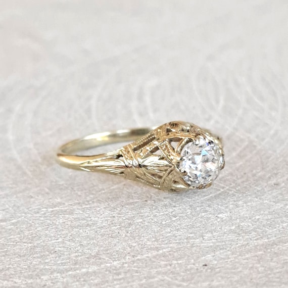Antique Diamond Engagement Ring .54 Ct Old Europe… - image 2