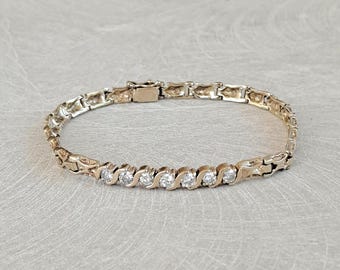 Pulsera de eslabones de diamantes en oro amarillo de 14 quilates, 0,60 quilates, tasación GIA
