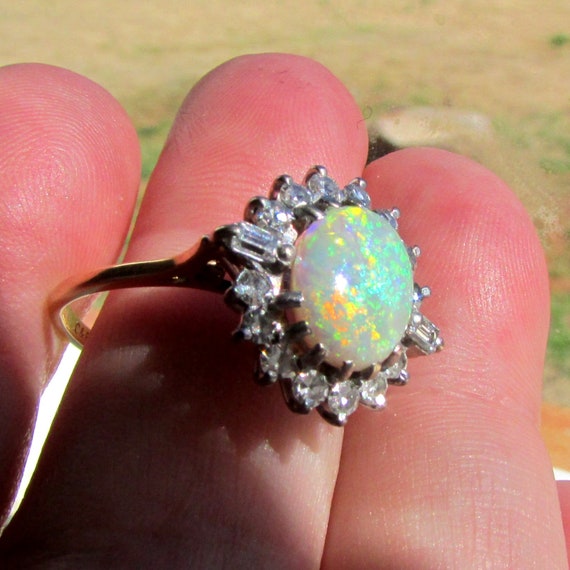 Opal and Diamond Engagement Ring or Right Hand Ri… - image 8