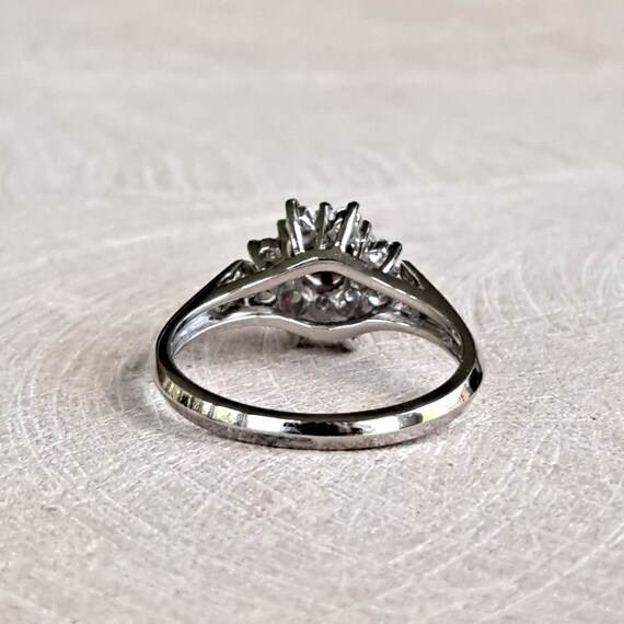 Natural Ruby and Diamond 14k White Gold Cluster R… - image 5