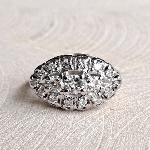 Princess Ring 1.00 CTW of Sparkling Diamonds 14K White Gold | Etsy