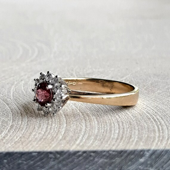 Ruby and Diamond Ring Gorgeous Halo Vintage Ruby … - image 8