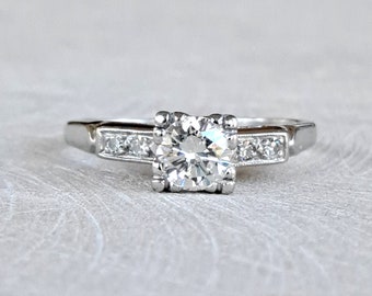 PLATINUM Antique Engagement Ring - Diamond Engagement Ring Art Deco - GIA Graduate Gemologist Appraisal Incl 3,460 USD!