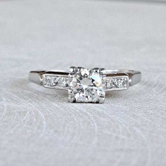 Art Deco Platinum Diamond Engagement Ring: Vintage Solitaire, GIA G.G. Appraisal