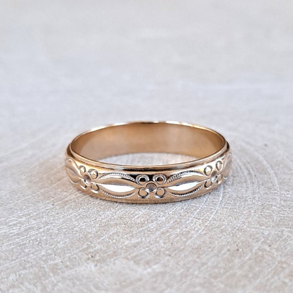 Vintage Mens/Unisex Wedding Band 14K Yellow Gold 5mm … Gem