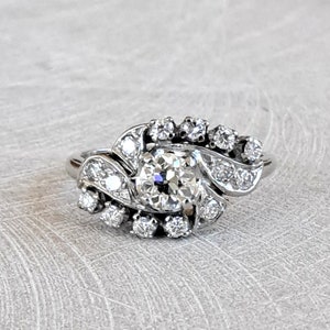 SOLD Pymt 3 for Stephanie Only! Old European & Round Brilliant Diamond Cluster Ring .89 CTW, 14K Gold, GIA G.G. Appraisal Incl 2,450 Usd!