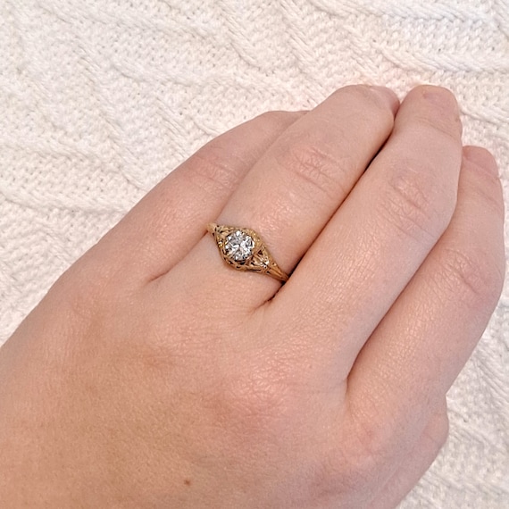 Antique Diamond Engagement Ring .54 Ct Old Europe… - image 9