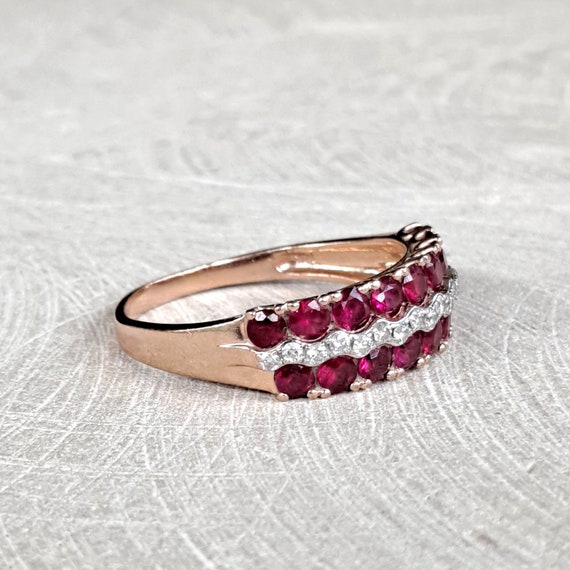 EFFY 14K Gold Ruby and Diamond Band Ring, Size 11… - image 3