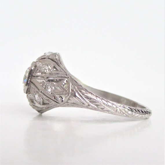 Platinum Art Deco VVS2 Diamond Filigree Engagemen… - image 4
