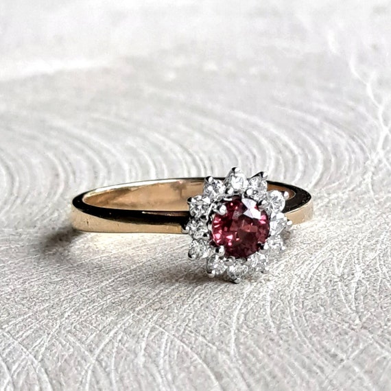 Ruby and Diamond Ring Gorgeous Halo Vintage Ruby … - image 3