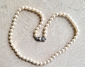 Mikimoto Pearl Necklace: 5.5-6mm Cultured Pearls, Sterling Silver Clasp