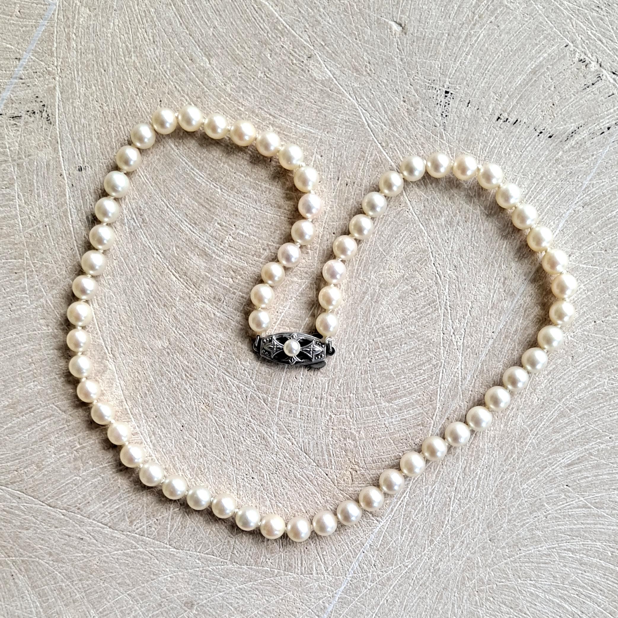 Mikimoto Pearl Necklace: 5.5-6mm Cultured Pearls, Sterling Silver