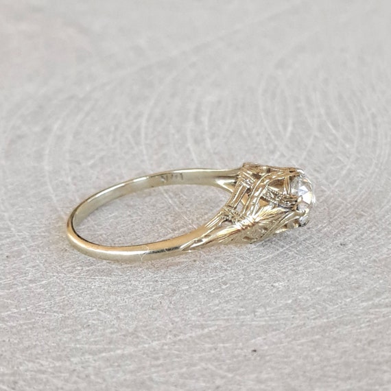 Antique Diamond Engagement Ring .54 Ct Old Europe… - image 3