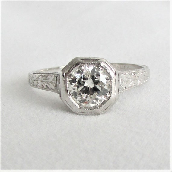 PLATINUM Antique .67 Carat Diamond Ring Gorgeous GIA | Etsy