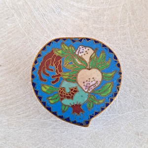 Vintage Enamel on Metal Trinket Box, Ring Box, Curiousity Box, Knick Knack, Unique! Cute Shape, Lovely Colors!