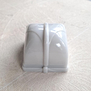 1950s Vintage Double Ring Box: Blue Velvet & Gray Plastic