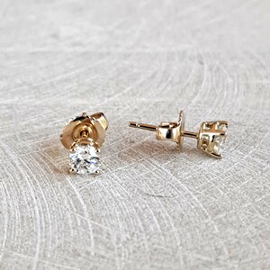Diamond Stud Earrings Sparkling SI1 Clarity G Color, .59 CTW 14K Yellow ...