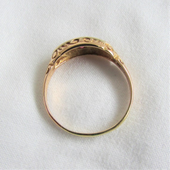 Ruby and Diamond Engraved Band Ring - English Ori… - image 7
