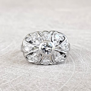 PLATINUM Art Deco 1.02 Ctw Diamond Ring, VS Clarity, H Color, Filigree Work, Gorgeous! GIA G.G. Appraisal Incl 4,280 Usd
